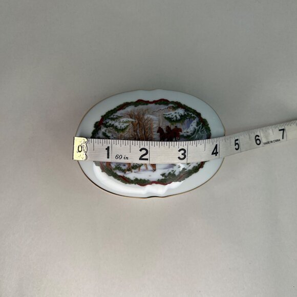 1986 Heritage House Melodies of Christmas Porcelain Trinket Box Deer Sleigh - Picture 11 of 12